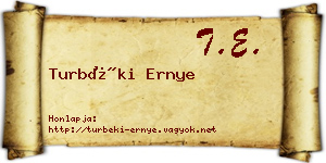 Turbéki Ernye névjegykártya